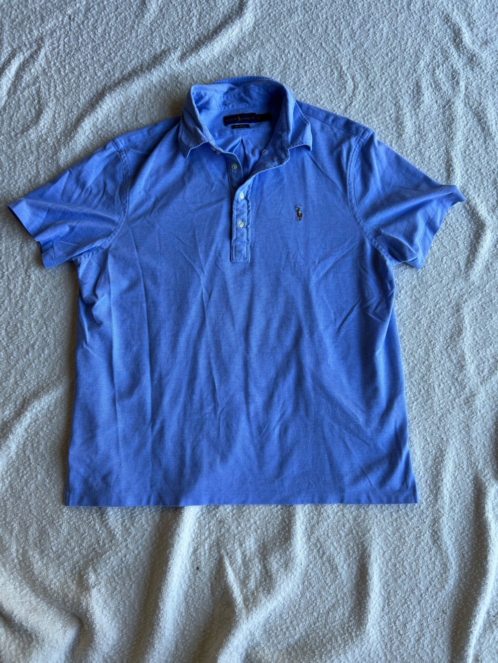 Ralph Lauren Knit Oxford Polo Shirt Blue Short Sleeve Multi Color Pony Men's XL